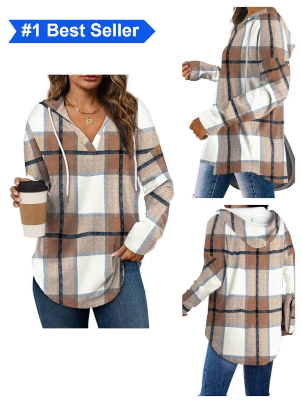 Womens Oversized Pullover Hoodie V Neck Long Sleeve Sweatshirt